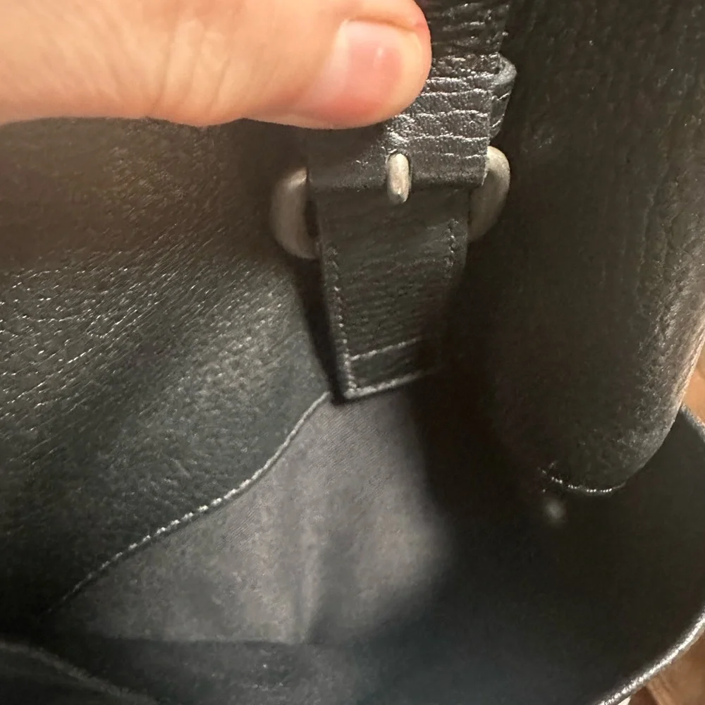 Levenger Black Leather Messenger Bag
